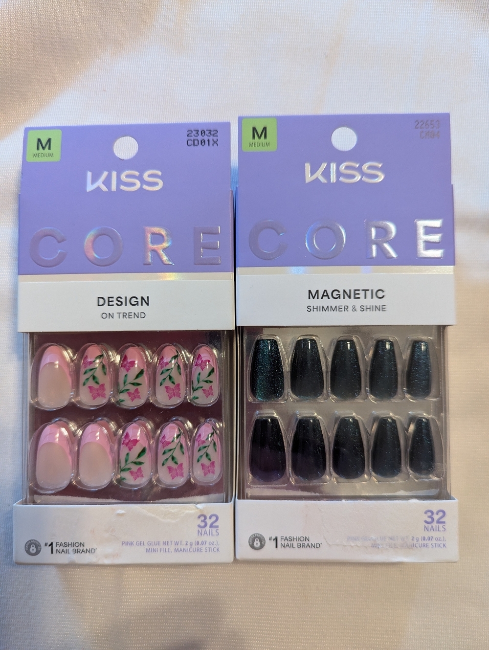 Kiss Core Press On Nails Set Of 2 Brand New Sealed Springtime Splender & Shimmer